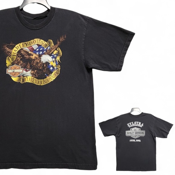 Harley-Davidson Other - Harley Davidson Shirt Mens Large Black Declare Your Independence Eagle Iowa READ